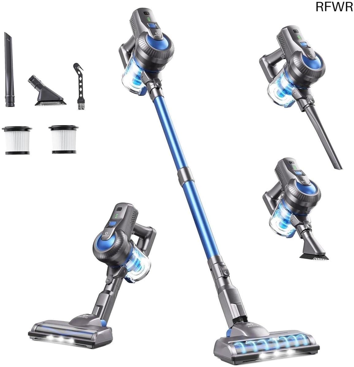 Greenote Battery Vacuum Cleaner, Up to 30 Minutes Running Time, Stick Vacuum Cleaner with LED Battery Vacuum Cleaner with Crevice Nozzle and Soft Brush, Self-Standing Function for Hard Floors and Pet Hair — afbeelding 1