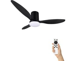 Fantiluxe - Magnus - Plafondventilator met verlichting - Zwart - Ø132cm - Afstandsbediening - Met lamp - Plafond ventilator - Slaapkamer