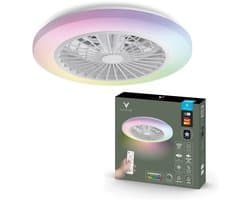 Varin® Plafondventilator met verlichting - Transparant - Tuya Wifi - LED RGBW - Ø 50cm - Super stil - Afstandsbediening smart lamp - Plafondlamp slaapkamer - Plafonniere woonkamer - Plafondlampen - Plafond lamp - Verlichting kinderkamer - Ventilator