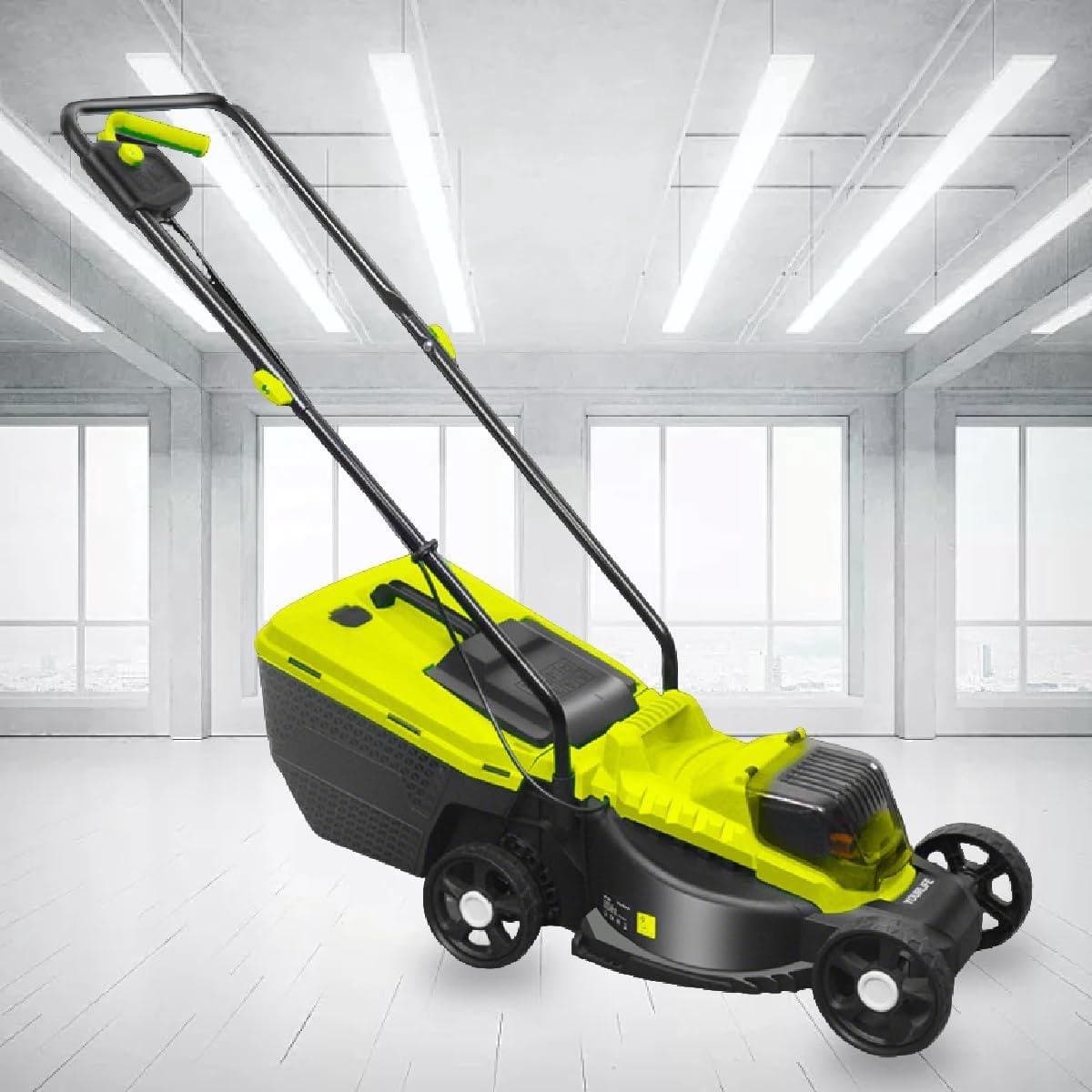 Elektrische Grasmaaier - Accu Grasmaaier - Gazon Onderhoud - Krachtige Borstelmotor - 33 cm Snijdbreedte - Groen Zwart — afbeelding 1
