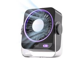 Tafelventilator met Koelelement - Mini Ventilator - Ventilator met digitaal batterijdisplay - Aircooler - Luchtkoeler - USB Ventilator - Mini Airco - Bureau Ventilator - Ventilator met Water - Waterkoeling - Air Cooler -Paars