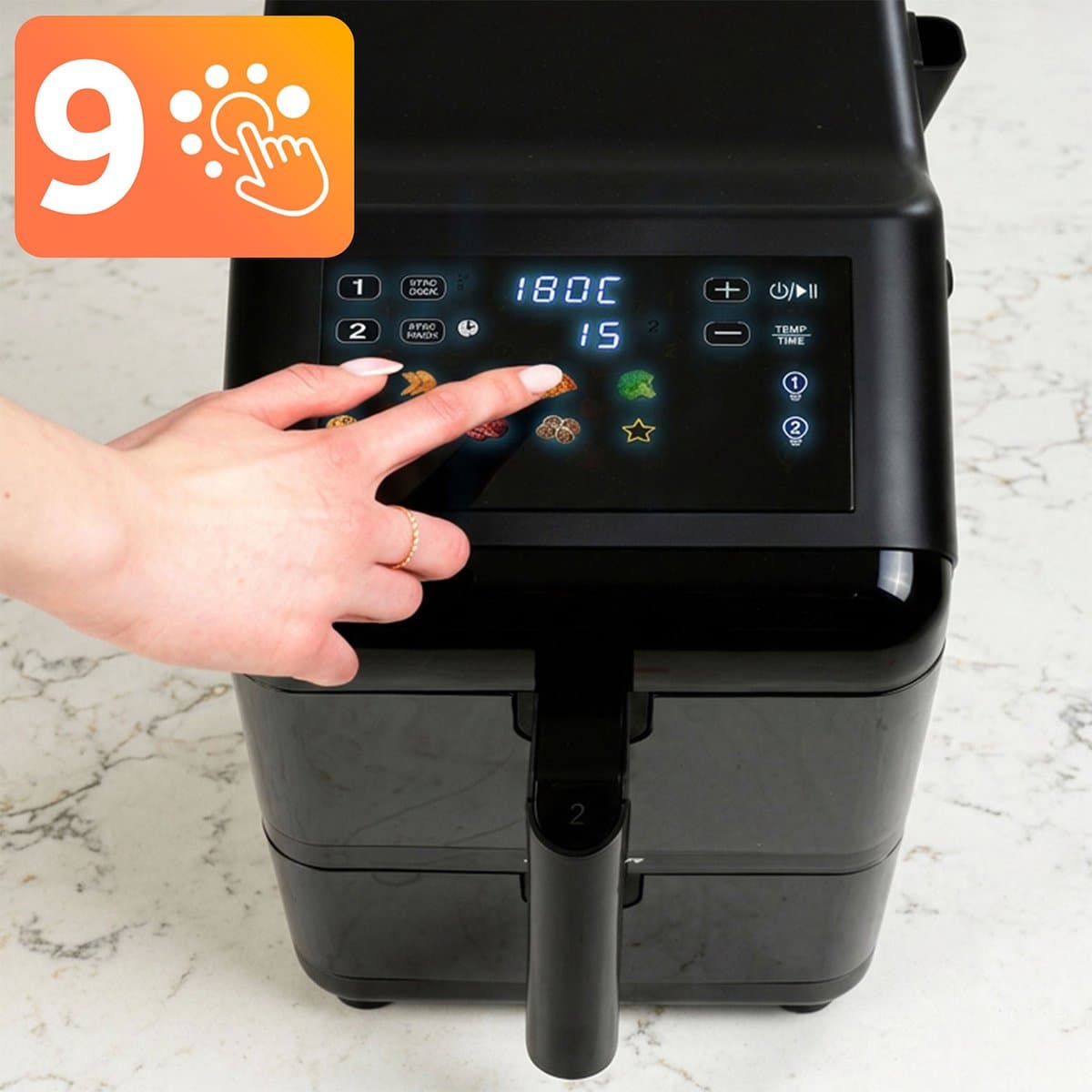 Berdsen BD-663 Serie - Dubbele Heteluchtfriteuse - 11.6L - 3000W - Zwart/Zilver — afbeelding 1