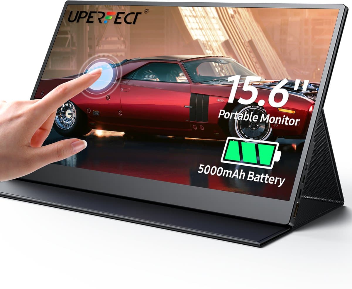 UPERFECT Portable Monitor E06 15,6" Draagbare Monitor Touchscreen | Ingebouwde Batterij | Full HD Spiegelend IPS draagbaar scherm| 10-Punts Aanraking | USB-C PD — afbeelding 1