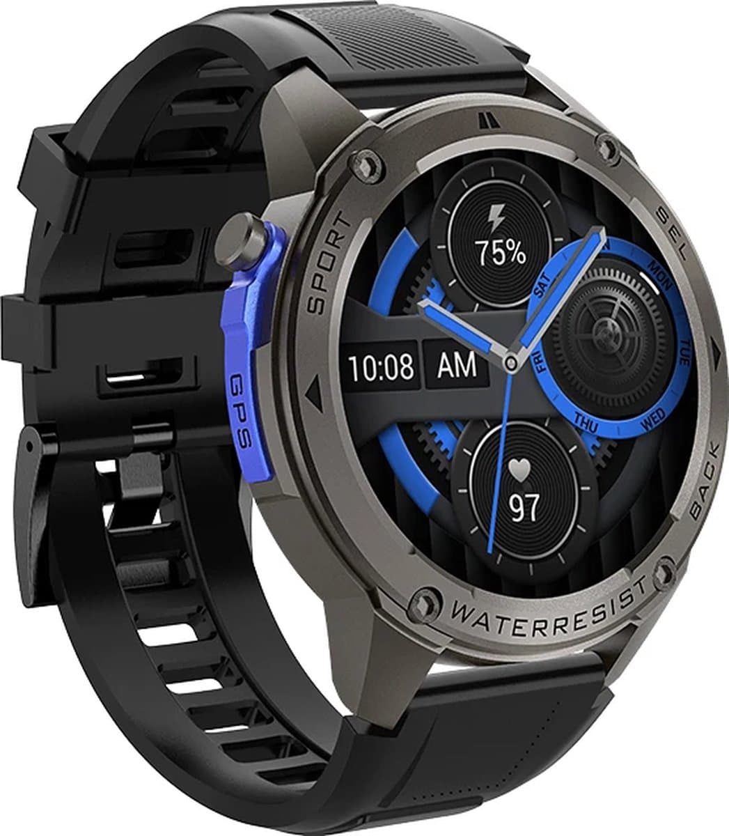 WizBay Premium Select® Smartwatch 1.43 AMOLED - Bellen - GPS - Altitude Luchtdruk Meter - Kompas -AI Voice Assist - Hart Monitor - O2 - Multi Sport Modi - Slaap - Message - Smartwatches - Zwarte Case - Zwarte TPU Band — afbeelding 1