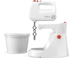Tesla MX501WRB - Handmixer met Mengkom - Keukenmixer - 5 snelheden + Turbofunctie - 500 w - 3L - Kloppers, Deeghaken & Garde