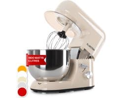 Klarstein keukenmachine, Knetmaschine met 5L kom, 1800W Profi keukenmachine met Knethaken en Schneebesen, Universal keukenmachine met 6 standen, Teigmaschine zum roeren, Kneten en Aufschlagen - Keukenmachine,2L - voor Keuken - Garde - RVS