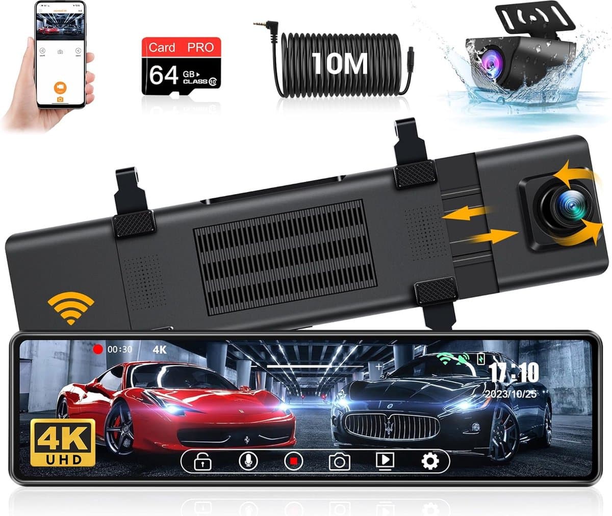 Lexium Dashcam voor auto - Dashcam - Dashcam voor auto voor en achter - Dashcam voor en achter - Dashcam voor en achter draadloos - Dual dashcam — afbeelding 1