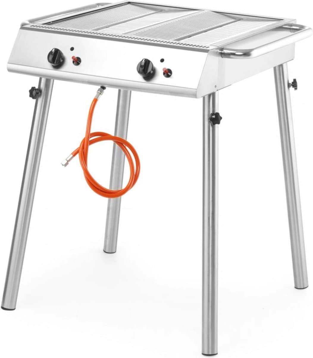 HENDI Krachtige gasgrill – 9,5kW – Compact en draagbaar – 2 onafhankelijke branders – Roestvast staal – 770x710x870 mm — afbeelding 1