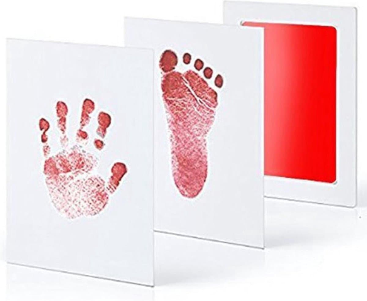New Age Devi - Baby hand- en voetafdruk fotokaartje - Het perfecte cadeau voor elke ouder - Een uniek alternatief voor gipsafdrukken - Gemakkelijk schoon te maken - Met prachtige rode inkt — afbeelding 1