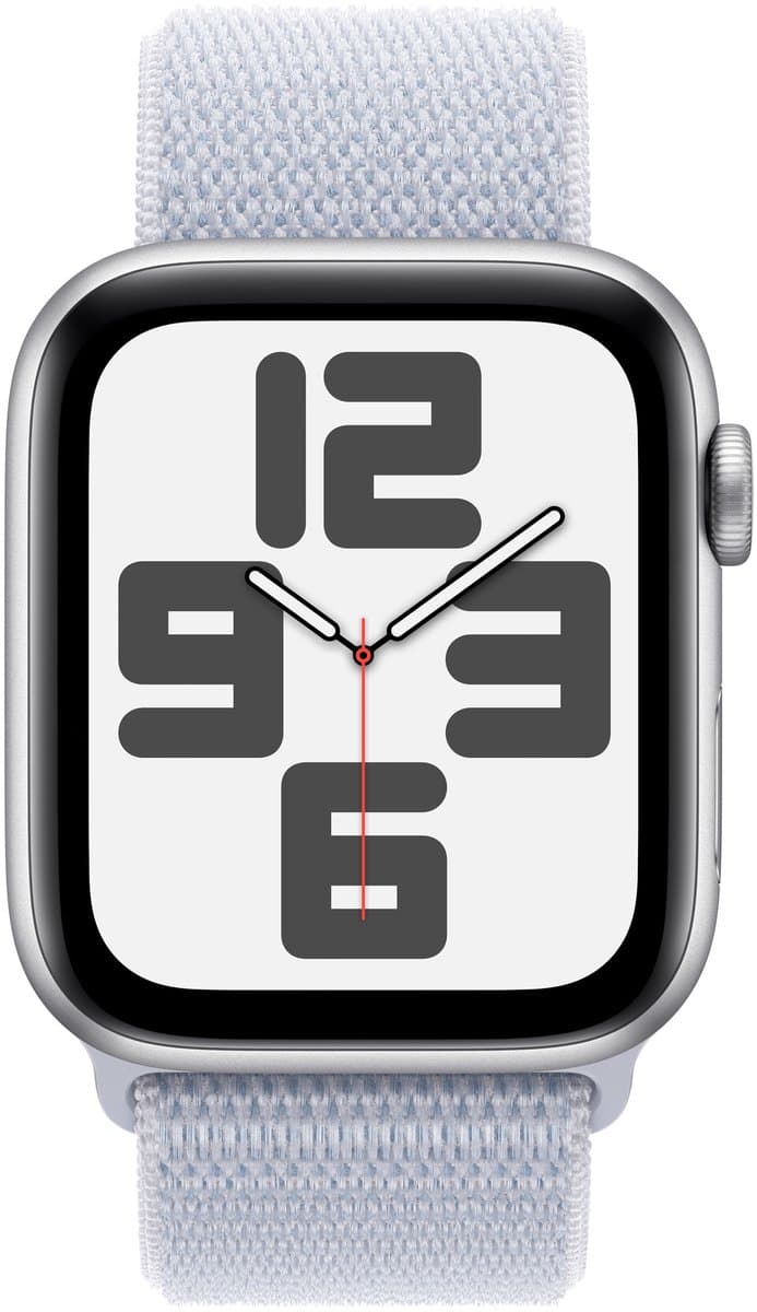 Apple Watch SE 2024 GPS 44mm Zilverkleurig Aluminium Case with Blue Cloud Sport Loop — afbeelding 1