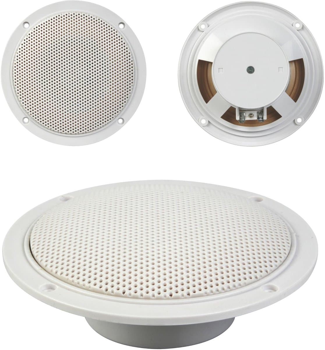 Velleman Inbouwluidspreker, 2 stuks, voor binnen en buiten, rond, wit, 5" — afbeelding 1