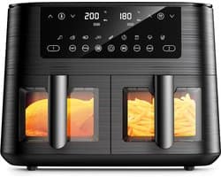 Cookwise Dual Zone Air Fryer 2 Lades - Heteluchtfriteuse met Kijkvenster - 9-In-1 Kookmogelijkheden - Zwart