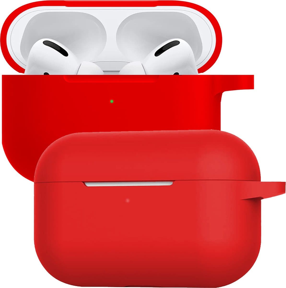 Case - Geschikt voor Apple AirPods Pro 2 - Siliconen Hoes met Clip - Silicone Hoesje Cover - Rood — afbeelding 1