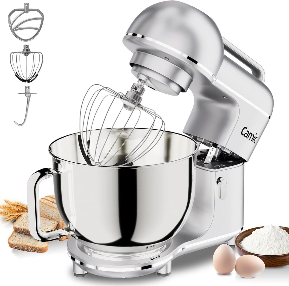 Keukenmachine 3-in-1 - Bakmachine Deegmixer - Brood Bakken - Grote Kom Capaciteit - 7 Liter Kom - Zilver — afbeelding 1