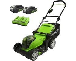 Accu Grasmaaier - Snoerloos Maaiwerk - Gazon Onderhoud - Dubbele Accu Poort - 41cm Maaibreedte - Groen Zwart
