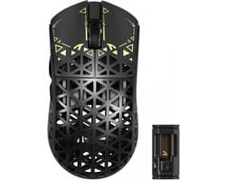 ATTACK SHARK R5 Ultra - Draadloze Gaming Muis - PAW3950 MAX - Koolstof Element - Ultralichte(39g) - Wired/2.4G/BT - 42000DPI - 8Khz - Koolstof Zwart
