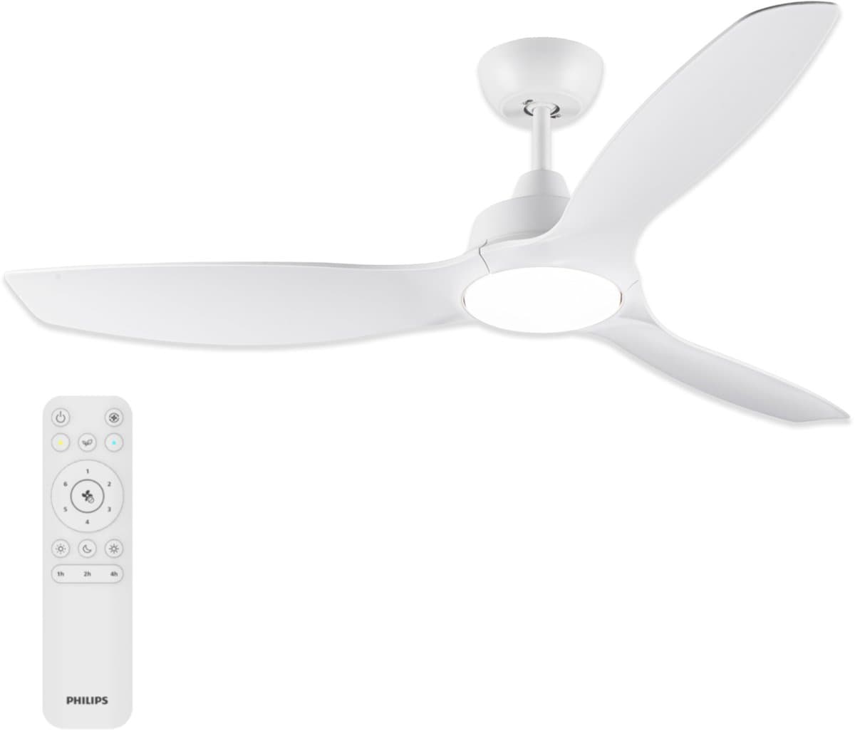 Philips Fixed Blade Ventilator met LED lamp - Diameter: 132cm - 2650 Lumen - Instelbaar wit licht van 3000K tot 6500K - Dimbaar tot 5% - Inclusief afstandsbediening - Wit — afbeelding 1