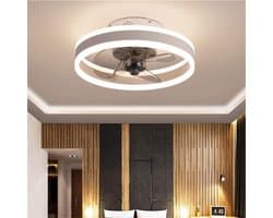 Stil Zwart/Wit Plafondventilator met Dimbare LED Verlichting en Afstandsbediening