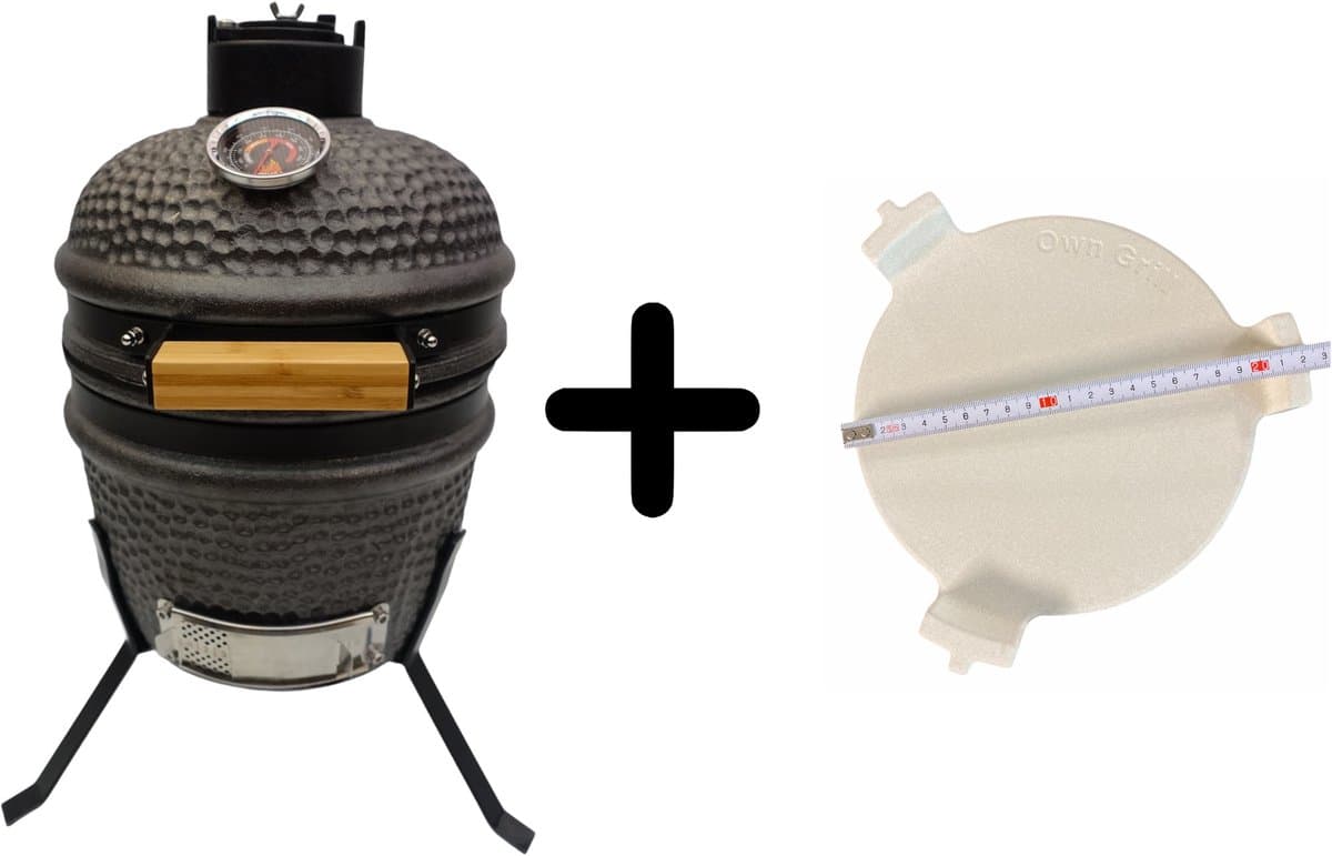 Compleet - Own Grill 13 inch kamado barbecue V1 zwart met heatdeflector — afbeelding 1