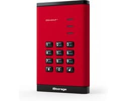 Veilige Externe Harde Schijf 500GB Rood met Hardwareversleuteling en Wachtwoordbeveiliging