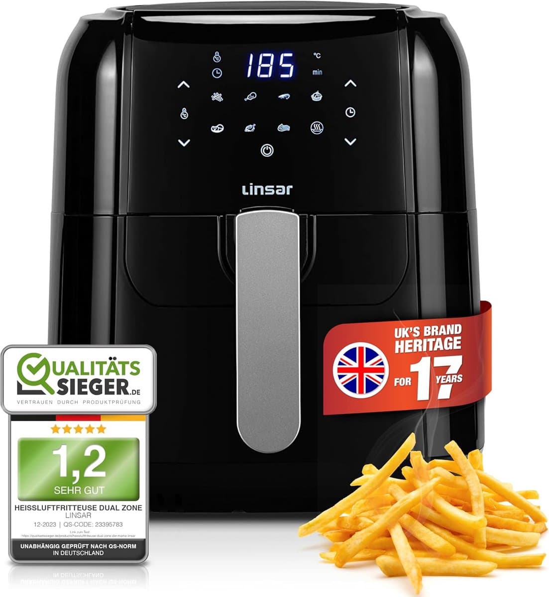 Heteluchtfriteuse - Airfryer - Snel en gezond koken - 55L capaciteit timer warmhoudfunctie - 33x27x33 cm - Zwart — afbeelding 1