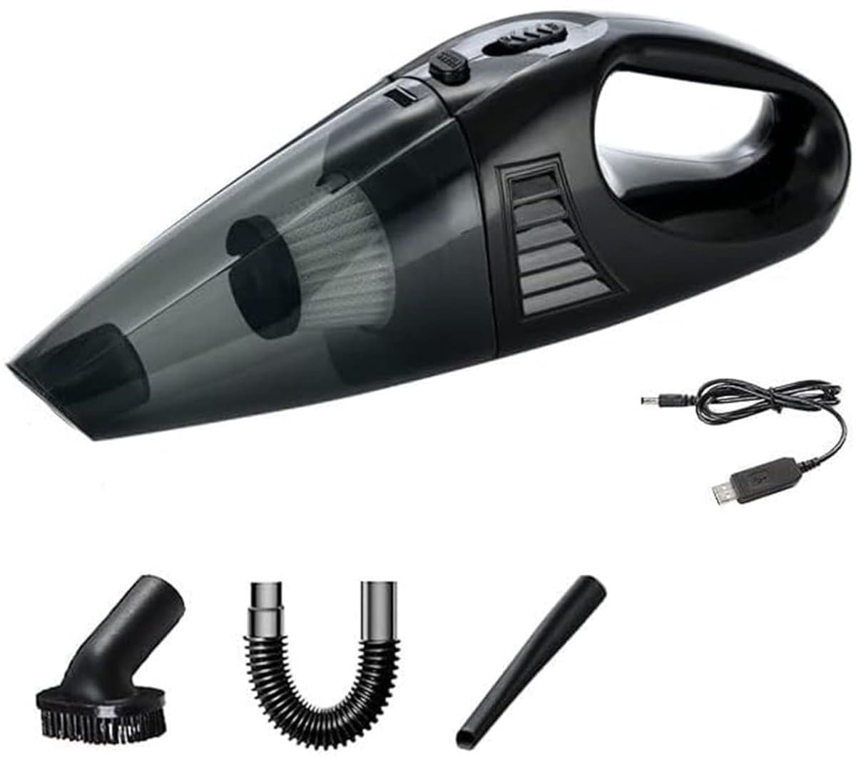 Handstofzuiger voor auto - draadloze mini stofzuiger voor snelle schoonmaak thuis en onderweg - zwart - 35 x 10 x 9,5 cm - ABS voor auto, bureau en bank — afbeelding 1