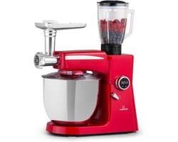 Keukenmachine 3-in-1 - Mixer Deegmaker - Bakken en Koken - Krachtige 2000 Watt Motor - 10L Kom - Rood