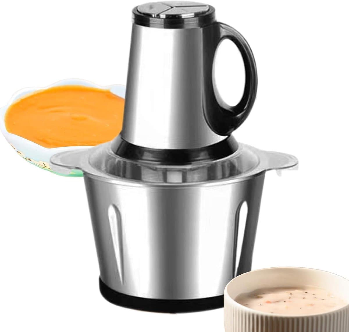 Elektrische Snijder - Keukenmachine Mixer - Salade Koken - Ruimtebesparend Ontwerp - 27x18cm - Zilver — afbeelding 1