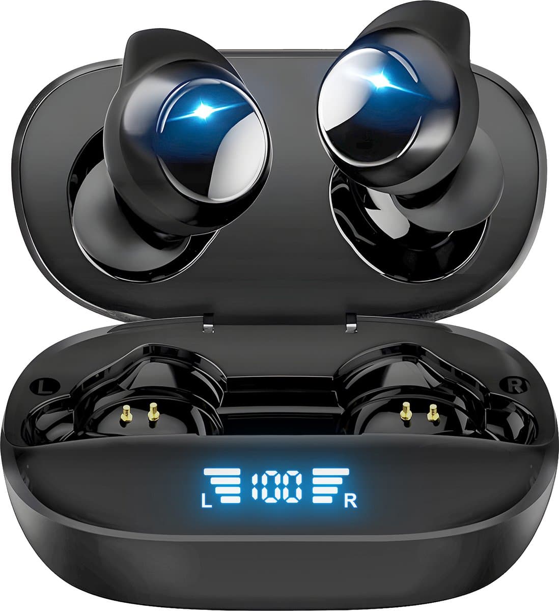 Siltcon® SoundWave Pro Sport - Volledig Draadloze Oordopjes – Oortjes Draadloos – Oordopjes – Oortjes - Bluetooth Oordopjes - Noise cancelling - Universeel - BT 5.3 - 48u op 1 lading - Blijven altijd zitten - Zwart — afbeelding 1