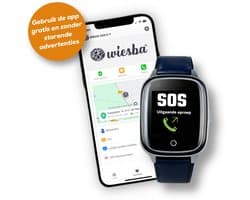 Wiesba WB34S - GPS Horloge Senior - Smartwatch voor Ouderen - Persoonlijke alarmen - alarm horloge ouderen - GPS Horloge Alzheimer - Valdetectie - Personenalarmering met SOS knop Alarmknop - Blauw