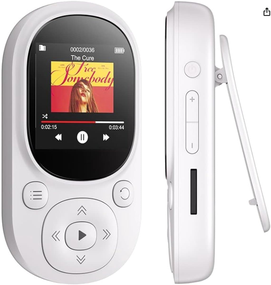 Gloovon® - MP3 Speler - Bluetooth 5.3 - Incl. Oordopjes en 64GB Opslagruimte - Ondersteuning tot 128 GB - USB - FM Radio - Wit — afbeelding 1