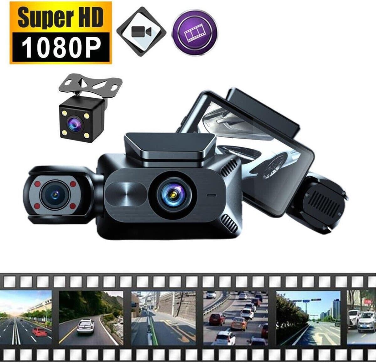IP-scherm 3-inch HD voor + achter + ingebouwde groothoek DVR + wifi — afbeelding 1