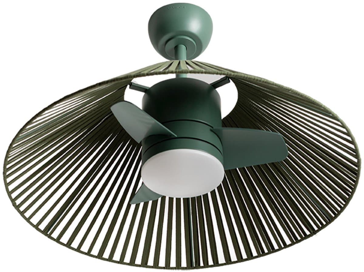 CREATE - CREATE - Stille plafondventilator 25W met licht - Sage - Ø76cm - WIND LAMP WOVEN — afbeelding 1