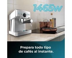 Cecotec Espressomaschine Barista Power Espresso 20 Barista Mini, 1465 W, 20 Bar, Manometer und Thermoblock, Schwenkbarer Dampfauslass und Doppelauslaufarm, 1,8 Liter Fassungsvermögen