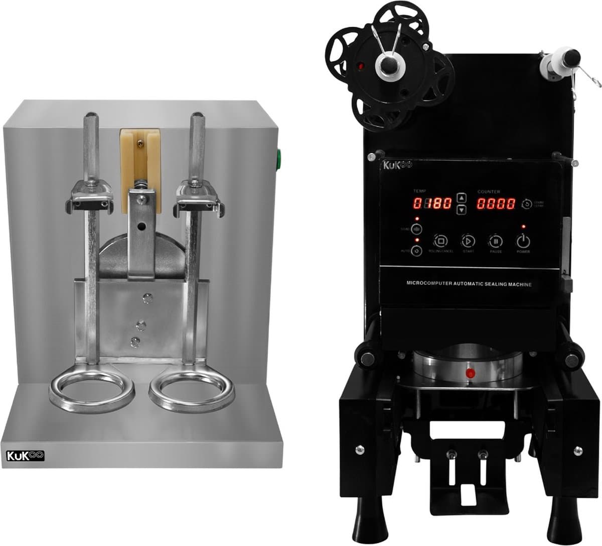 KuKoo Automatische Bekersealmachine en Professionele Bubble Tea Shaker - Efficiënt 500-650 Beker/uur - Inclusief Filmdoos - Geschikt voor Diverse Bekerformaten - Dubbele Cupontwerp met Indrukwekkende Snelheid — afbeelding 1