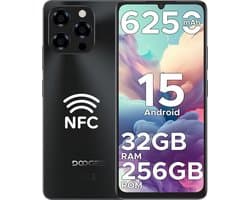 DOOGEE Note58 Pro 4G - Smartphone - Mobiele Telefoon - 32 GB RAM + 256 GB ROM - Android 15 - 6250 mAh - 6,75" HD + 90 Hz - AI Camera 16 MP- Octa Core - Dual SIM- NFC - Zwart
