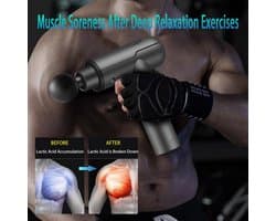 Massagepistool voor diepe weefsels, elektrisch spiermassagepistool voor rug- en nekpijn, handmassageapparaat, percussiemassageapparaat met 6 koppen (op plantenbasis)
