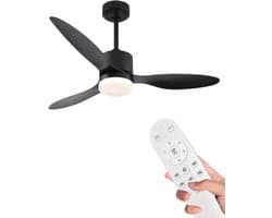 Nivard Plafondventilator - Met Verlichting - Plafond Ventilator - Met Lamp - Plafonniere Met Ventilator - Met Licht - Zwart - 105cm