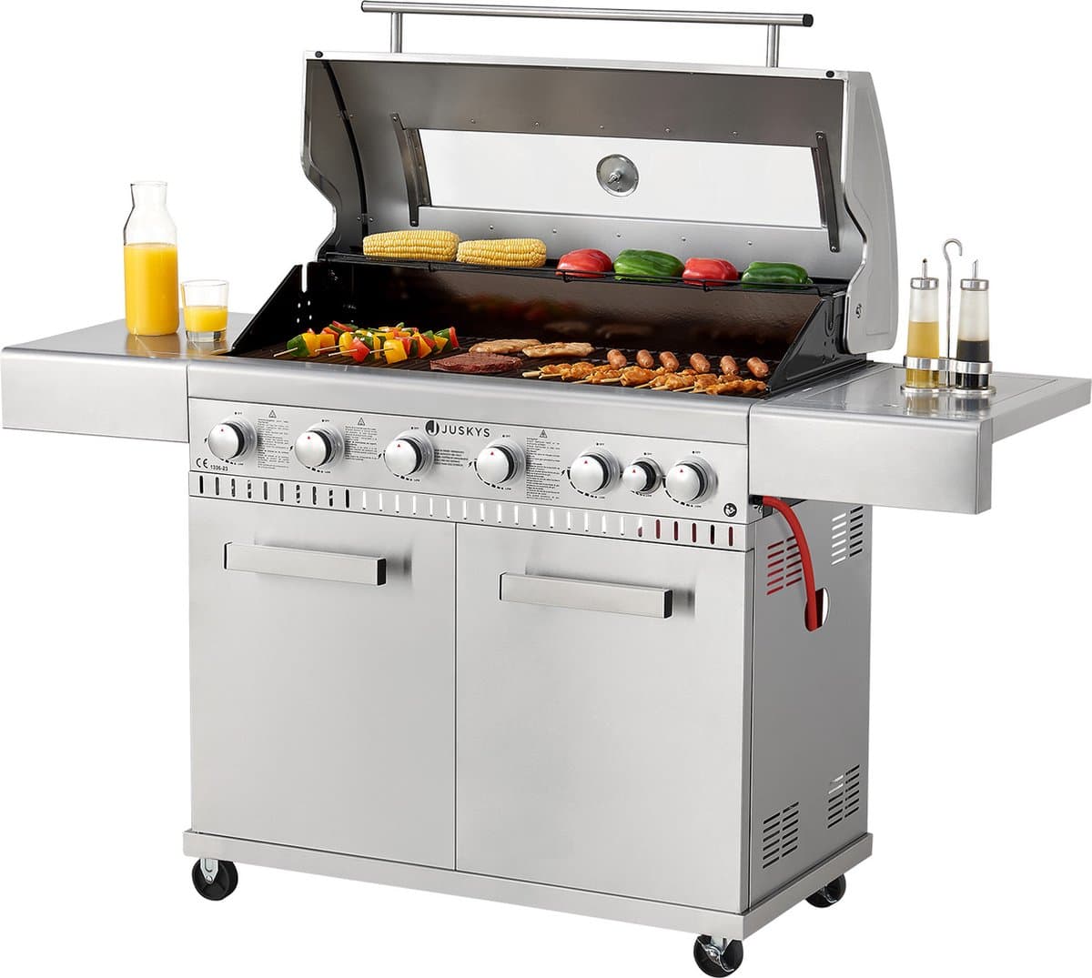 Juskys Barbecue / Gasgrill / BBQ Minnesota - 7-Pits - RVS - Incl. Afdekzeil — afbeelding 1