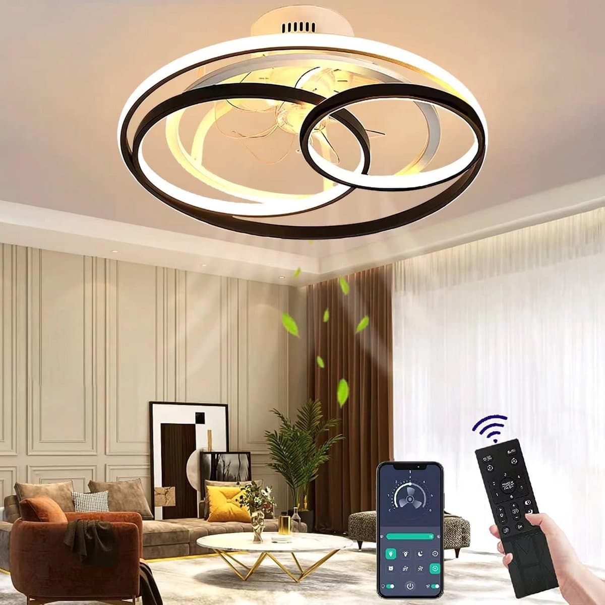 Stille Plafondventilator met Dimbaar LED Licht en Afstandsbediening — afbeelding 1