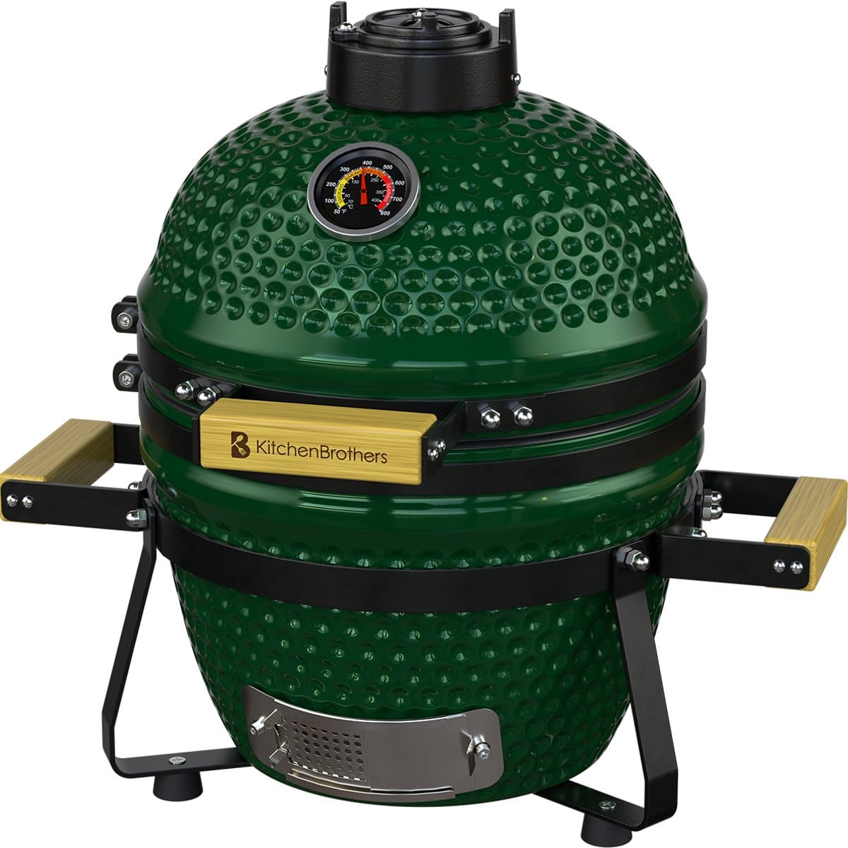 KitchenBrothers Kamado BBQ - 13 Inch Houtskool Barbecue - 27⌀ cm - PFAS-vrij - Deluxe Set - Egg BBQ met Accessoires inclusief Hoes - Vaderdag Cadeau - Groen — afbeelding 1