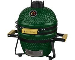 KitchenBrothers Kamado BBQ - 13 Inch Houtskool Barbecue - 27⌀ cm - PFAS-vrij - Deluxe Set - Egg BBQ met Accessoires inclusief Hoes - Groen