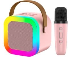 Vitdipy - Karaoke Set - Karaokemachine voor Kinderen - Met Bluetooth Speaker en Draadloze Microfoon - Mini Draagbare Bluetooth Luidspreker - Roze