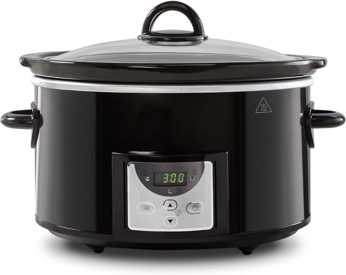 RVV® Slowcooker met timer - Slowcooker - Crockpot - Zwart - 31cm x 22cm x 30cm — afbeelding 1