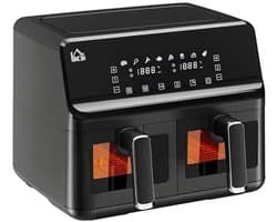 8-in-1 Airfryer met 2 Kamers en Temperatuurinstelling van 80-200°C, 2500W, Antiaanbaklaag en Digitale Timer