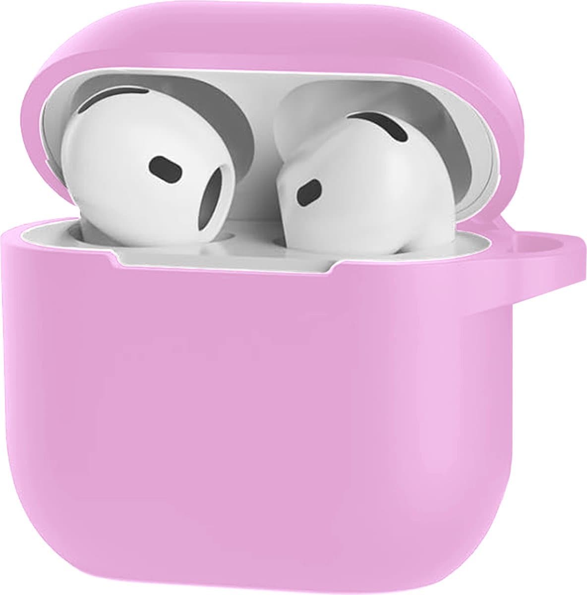 Bescherm je AirPods 4 met onze handige Siliconen Hoes - Geschikt voor Apple AirPods 4 - Met Clip Cover - Flamingo roze — afbeelding 1