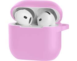 Bescherm je AirPods 4 met onze handige Siliconen Hoes - Geschikt voor Apple AirPods 4 - Met Clip Cover - Flamingo roze