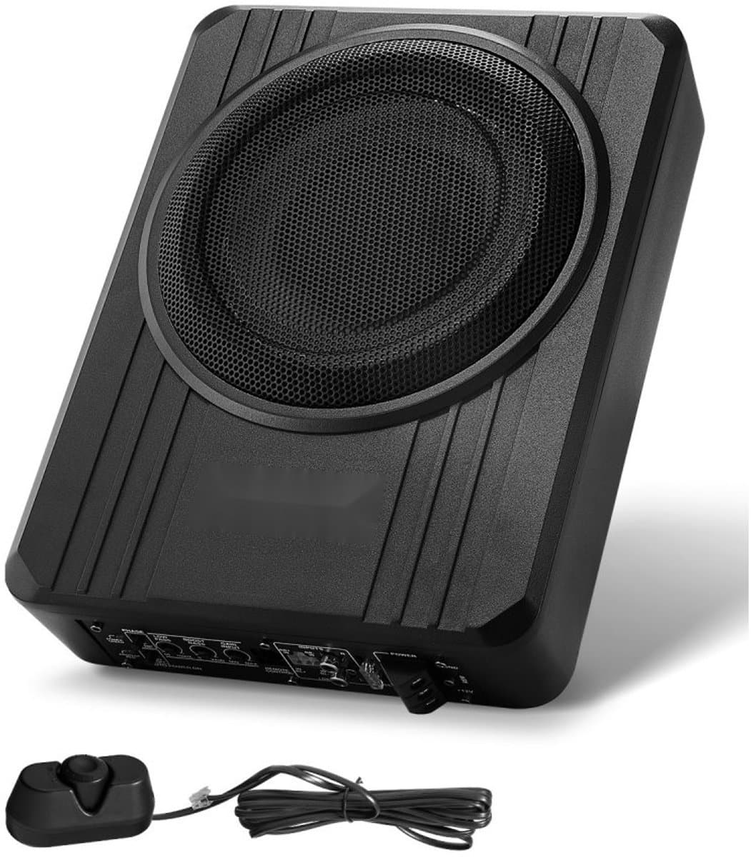 Auto subwoofer onder de stoel - Actieve subwoofer - 20 cm (203 mm) - 400 W - Ingebouwde versterker - Hoog- en laagniveau-ingang - Volumeregeling - Slank — afbeelding 1