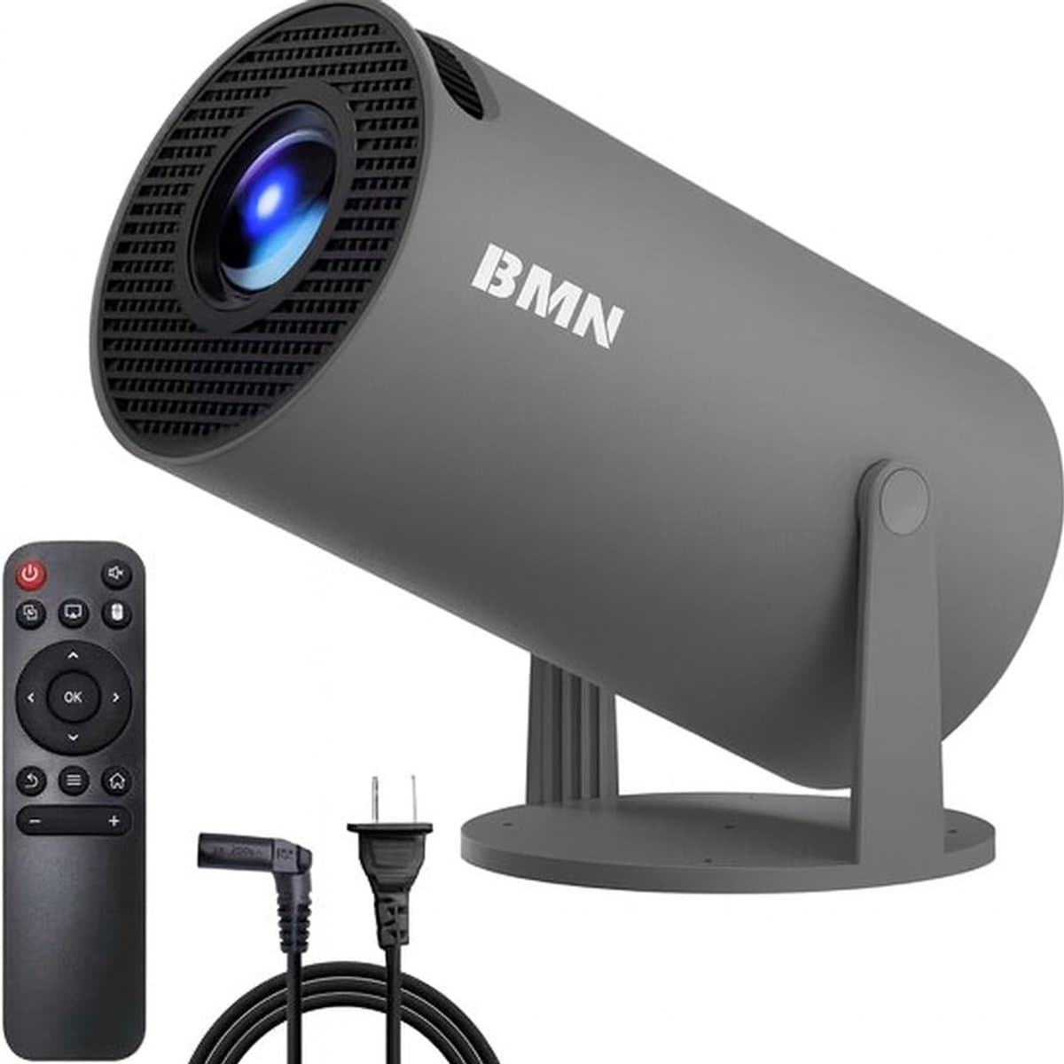 BMN® Premium Mini Beamer 2026 Editie - Smart Projector met 4K ondersteuning - Geschikt voor IOS en Android - WiFi 6 & Bluetooth 5.4 - Android 13.0 - Draagbaar - Inclusief Hdmi kabel - Thuisbioscoop - Grijs — afbeelding 1