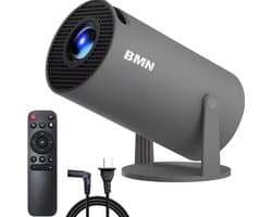 BMN® Premium Mini Beamer 2026 Editie - Smart Projector met 4K ondersteuning - Geschikt voor IOS en Android - WiFi 6 & Bluetooth 5.4 - Android 13.0 - Draagbaar - Inclusief Hdmi kabel - Thuisbioscoop - Grijs